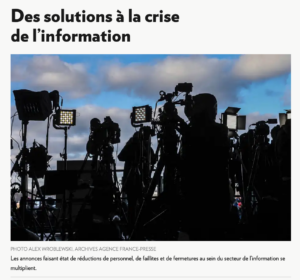 La crise dans les médias: il est urgent d’agir!